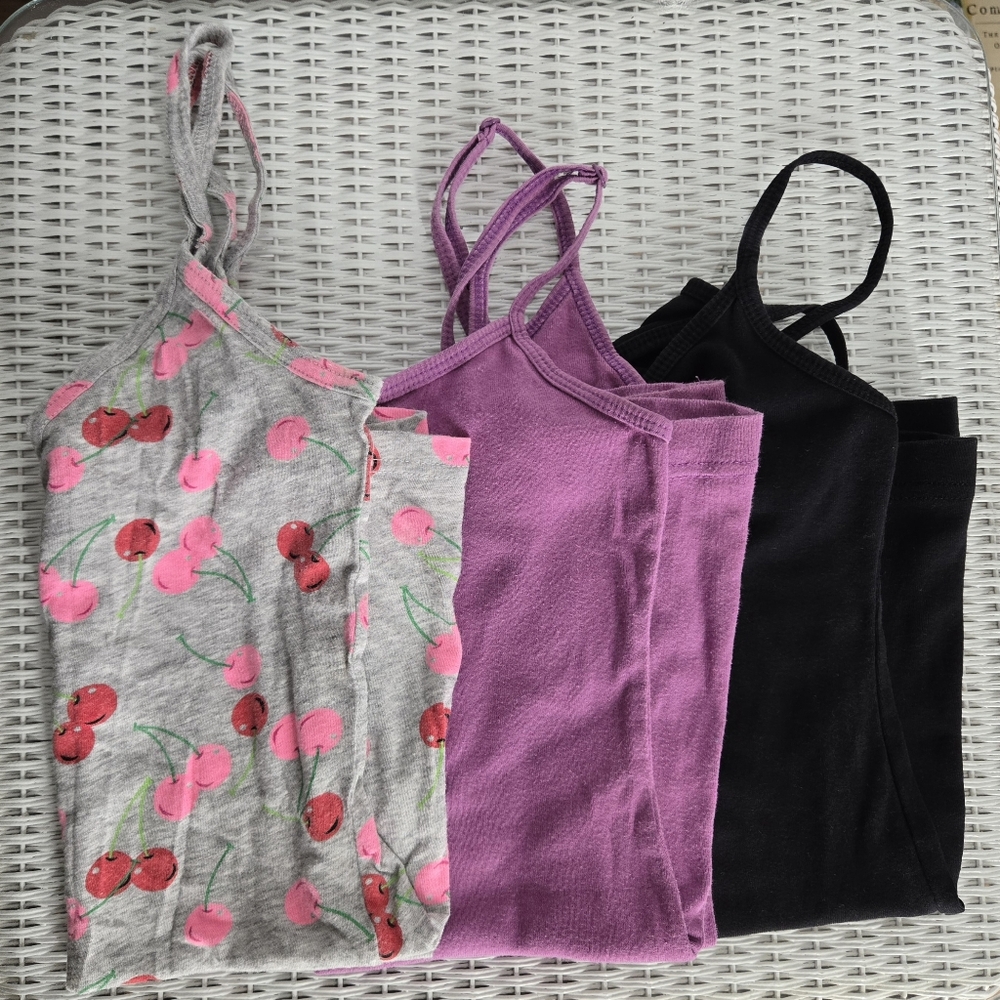 Sublime Bundle of Cherry Pattern, Purple, and Black Camisole Tops